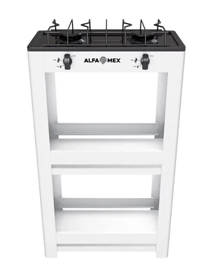 Parrilla de gas Alfamex 403-6-blanco de acero porcelanizado
