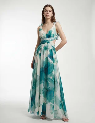 Vestido maxi de fiesta Rue escote V