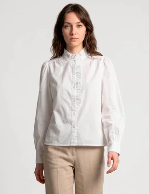 Camisa petite studio de algodón manga larga para mujer
