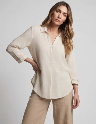 Blusa Ferrioni manga 3/4 tipo camisera para mujer