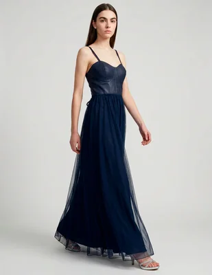 Vestido maxi de fuesta rue escote corazón