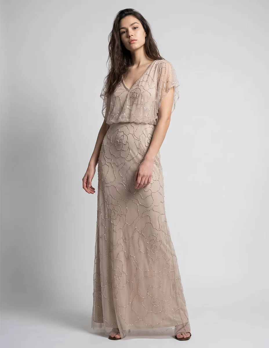 Vestido maxi de fiesta A Pappel escote V