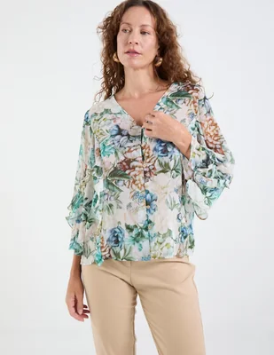 Blusa Chico's manga 3/4 para mujer