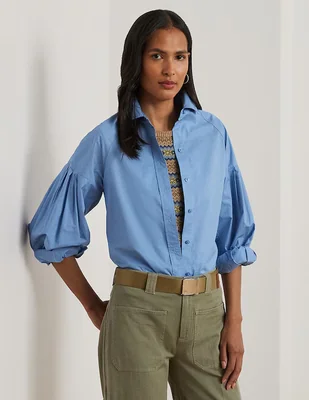 Blusa camisera Lauren Petite manga larga para mujer