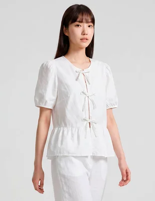 Blusa coffee bean manga corta para mujer