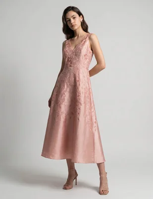 Vestido midi de fiesta A Pappel escote V