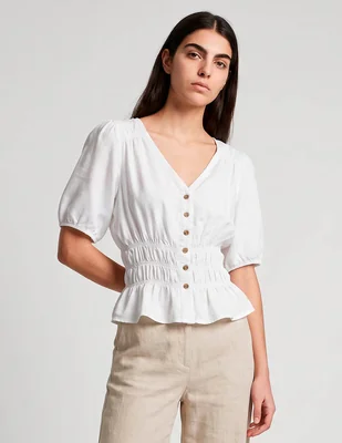 Blusa coffee bean manga al codo para mujer