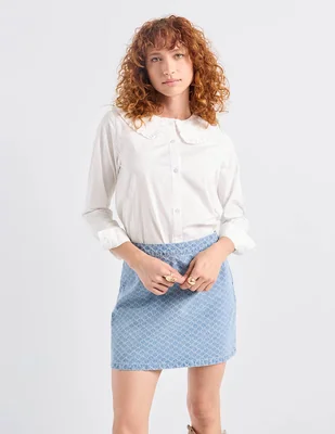 Camisa Petite Studio de algodón manga larga para mujer