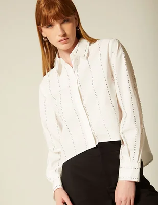 Blusa studio f camisas de lujo manga larga para mujer