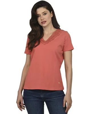 Playera manga corta Ferrioni Mayla cuello v para mujer
