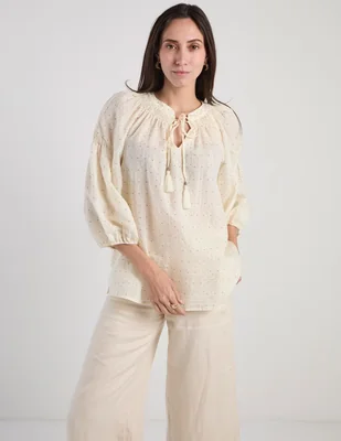 Blusa Lorenza Blau Kizomba manga 3/4 para mujer