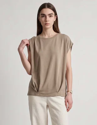 Blusa coffee bean junior sin manga para mujer