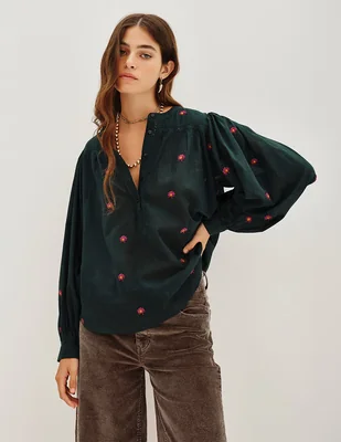 Blusa rapsodia manga larga para mujer