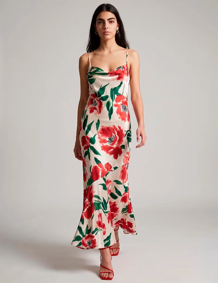 Vestido largo de fiesta escote corazón