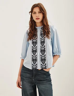Blusa rapsodia manga 3/4 para mujer