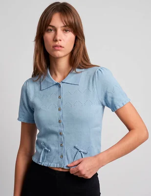 Blusa petite studio manga corta para mujer