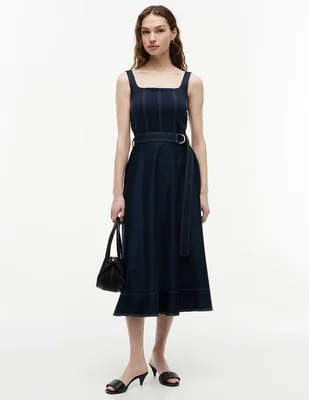 Vestido largo casual Tommy Contrast Stitching para mujer