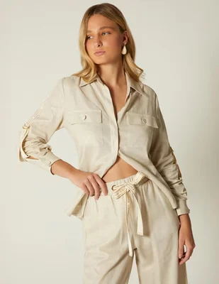 Blusa Studio F Lujo Natural manga larga para mujer