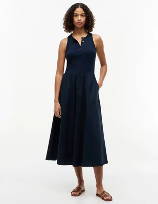 Vestido largo casual Tommy Gold Button para mujer