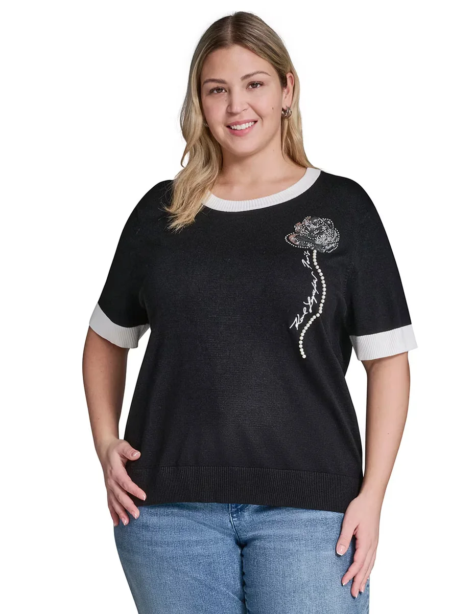 Blusa Karl Lagerfeld Paris manga al codo para mujer