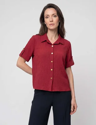 Blusa duplan petite manga corta para mujer