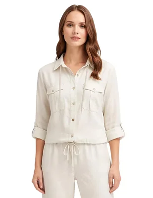 Blusa camisera Shyla manga larga para mujer