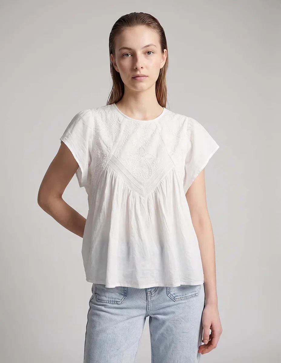Blusa maison 123 manga corta para mujer