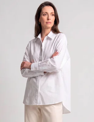 Blusa damaia atelier manga larga para mujer