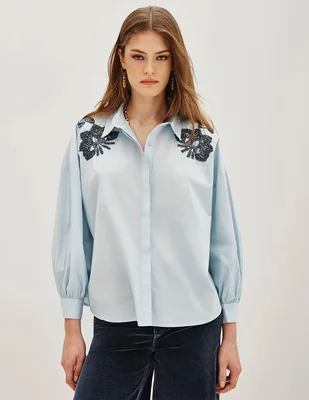 Camisa Rapsodia de algodón manga larga para mujer