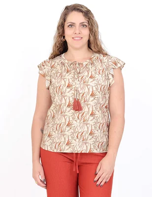 Blusa duplan petite manga corta para mujer