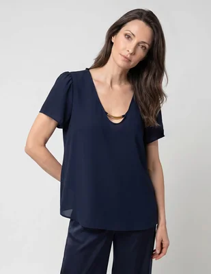 Blusa Tœnica Damaia Atelier Piezas Sueltas Manga Corta Para Mujer