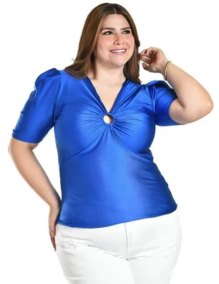 Blusa Roman Fashion manga corta para mujer
