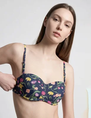Top bikini Map estampado floral con copas para mujer