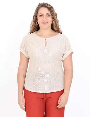 Blusa duplan petite manga corta para mujer