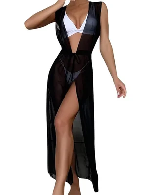 Salida de playa vestido Twist Side con pompón para mujer
