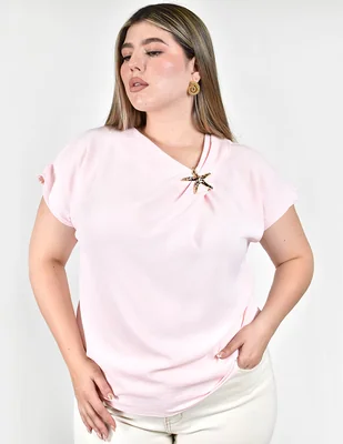 Blusa Roman Fashion manga corta para mujer