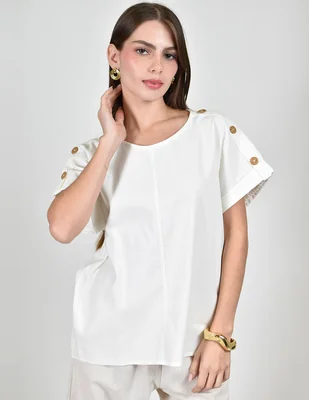 Blusa roman fashion manga corta para mujer