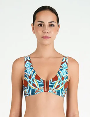 Top bikini Zingara estampado macroprint con copas removibles para mujer
