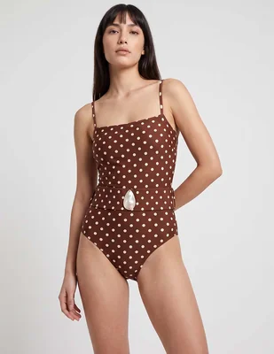 Traje de baño completo Palmacea estampado lunares para mujer