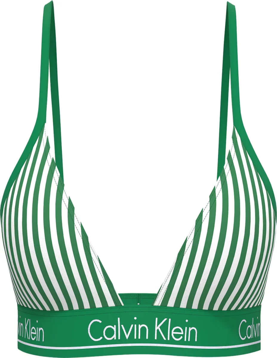 Top bikini ck estampado a rayas con copa triangular para mujer