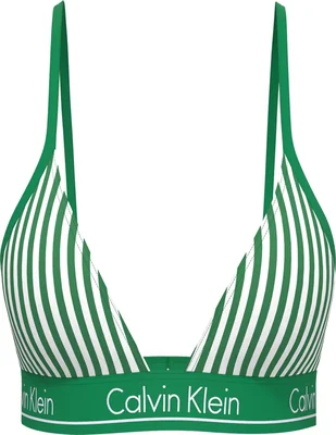 Top bikini ck estampado a rayas con copa triangular para mujer