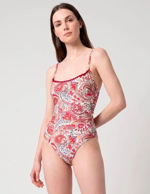 Traje de baño completo Selmark estampado paisley para mujer