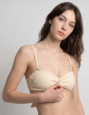 Top bikini Palmacea estampado a rayas con copas para mujer
