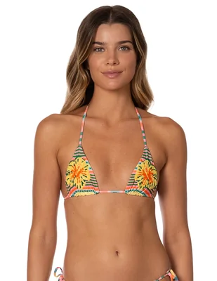 Top bikini Maaji estampado a rayas con copas removibles para mujer