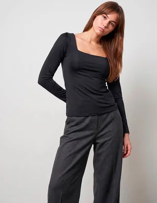 Blusa petite studio manga larga para mujer