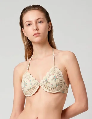 Top bikini agua bendita estampado floral para mujer