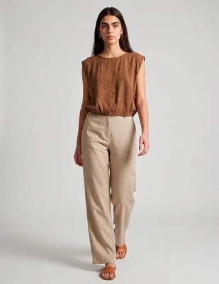 Blusa coffee bean sin manga para mujer