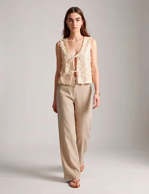 Blusa coffee bean sin manga para mujer