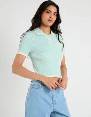 Playera manga corta Coffee Bean cuello polo para mujer