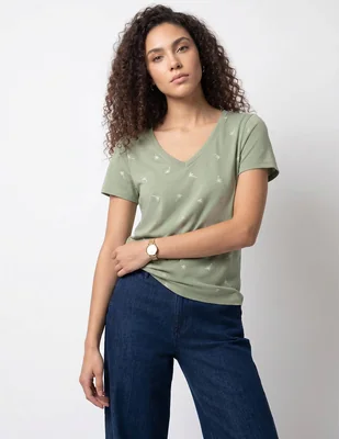 Playera manga corta cuello v para mujer